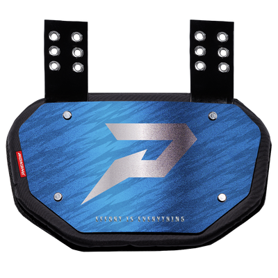 Phenom Elite Football Back Plate - Columbia Blue with Chrome P Logo - 2in1 Shoulder Pads
