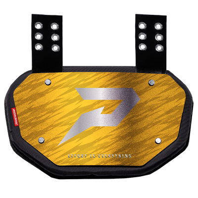 Phenom Elite Football Back Plate - Yellow with Chrome P Logo - 2in1 Shoulder Pads