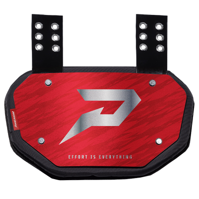 Phenom Elite Football Back Plate - Red with Chrome P Logo - 2in1 Shoulder Pads