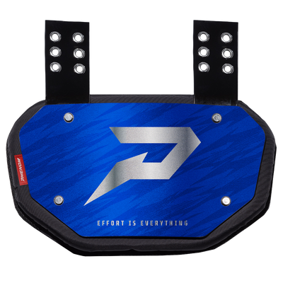 Phenom Elite Football Back Plate - Royal Blue with Chrome P Logo - 2in1 Shoulder Pads